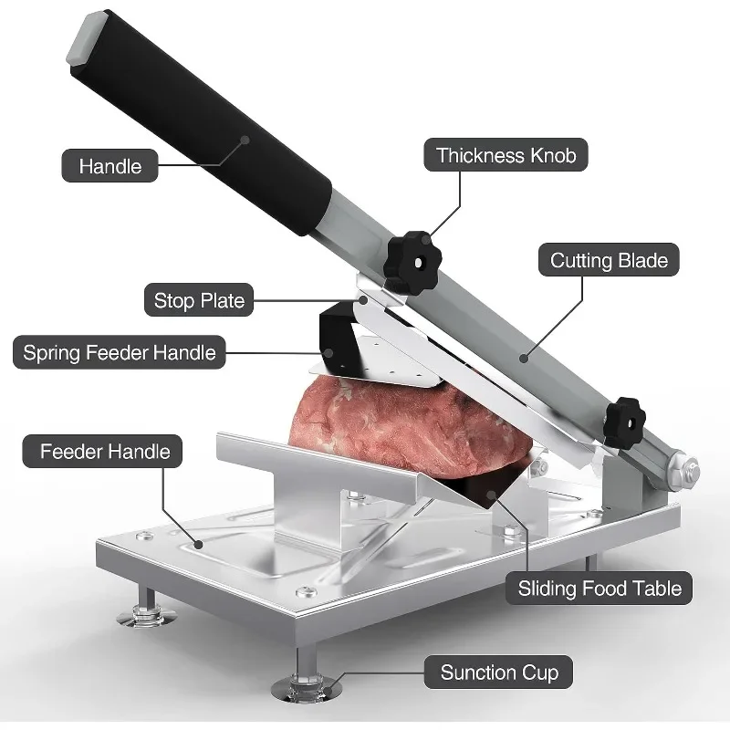 Imagem -02 - Fatiador de Carne Congelada de Manual Máquina de Corte de Alimentos para Churrasco Caseiro Panela Quente Aço Inoxidável