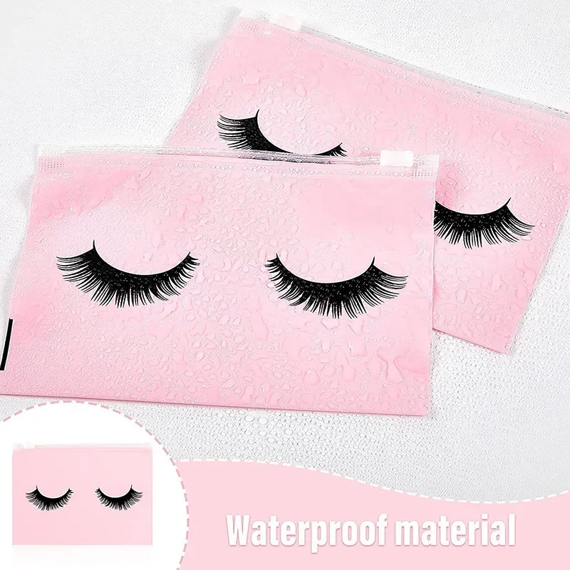 50PCS Wimpern Nachsorge Taschen Zipper Wasserdichte Wimpern Tasche Kulturbeutel Make-Up Tasche Kosmetische Reise Schönheit Liefert Geschenk Verpackung – Detail 9