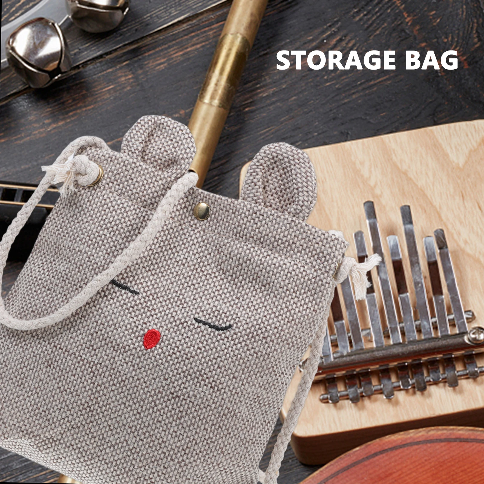 

2 PCS Guitar Bag Piano Thumb Carrying Kalimba Case Gig Finger Tote Canvas Sleeve