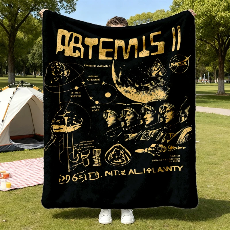 Artemis II Mission Flannel Blanket: Comfort, Space Exploration Flannel Throw Unisex Cozy Blanket Warm Blanket