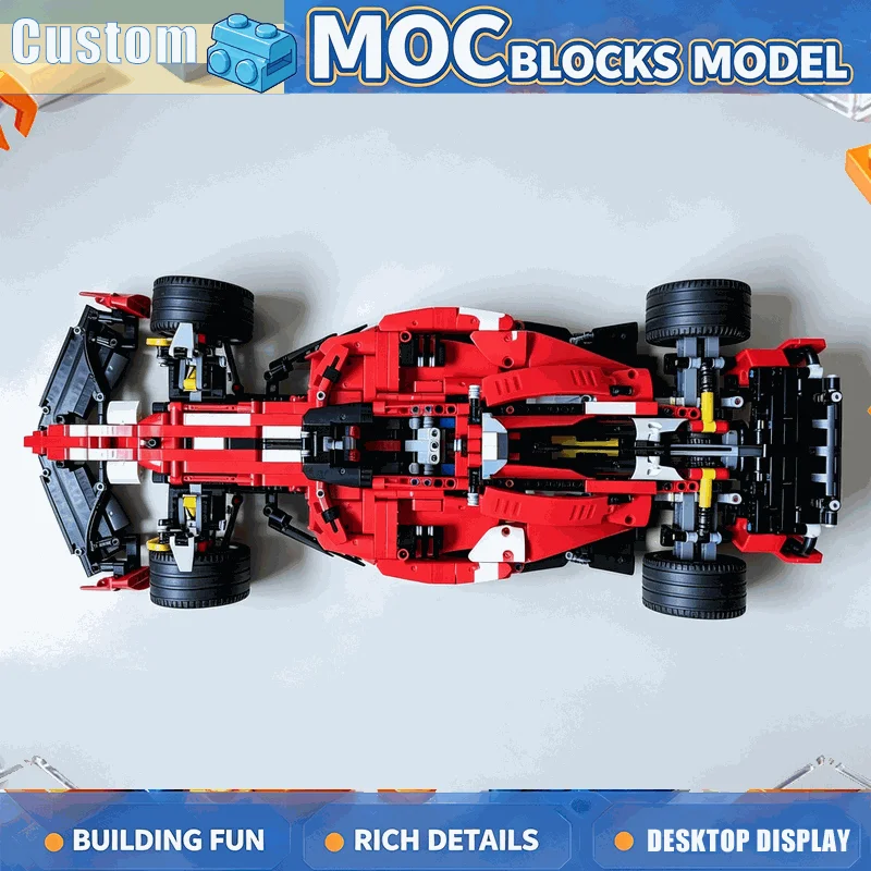 1442PCS Red Racing Car Open Wheel Model Building Blocks Technical DIY Assembly Creative Educational Popular Toy For Boys