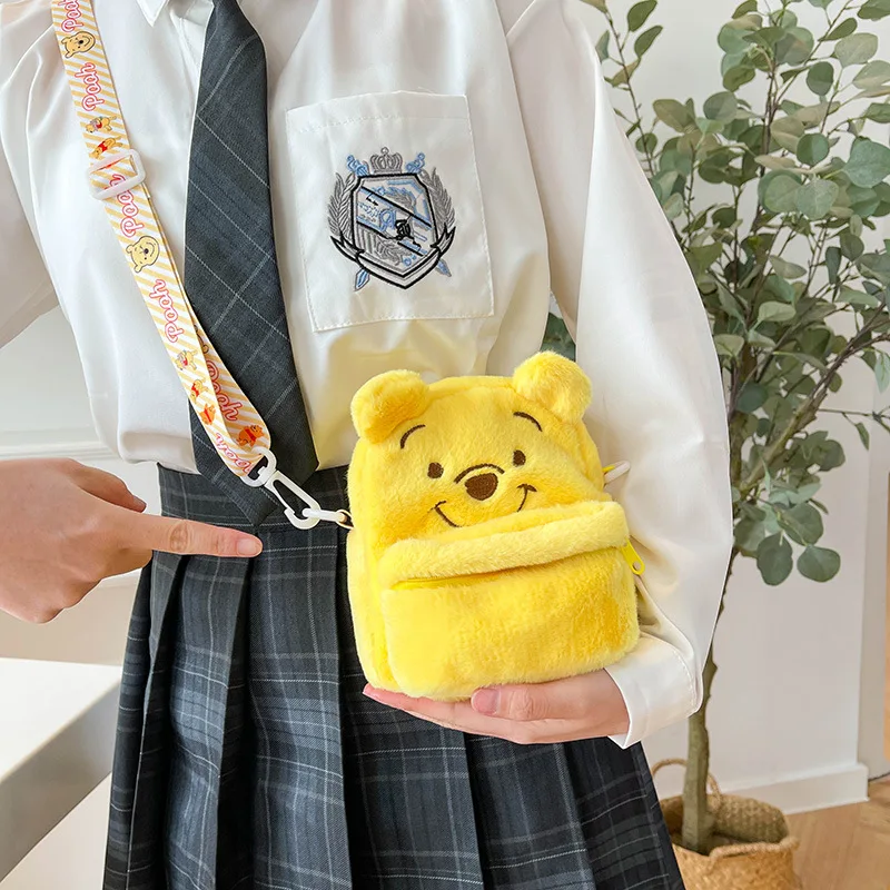 Disney Winnie De Poeh 2025 Nieuwe Pluche Rugzak Meisje Pluche Een Schouder Messenger Bag Cartoon Mode Kinderen Mini Rugzak