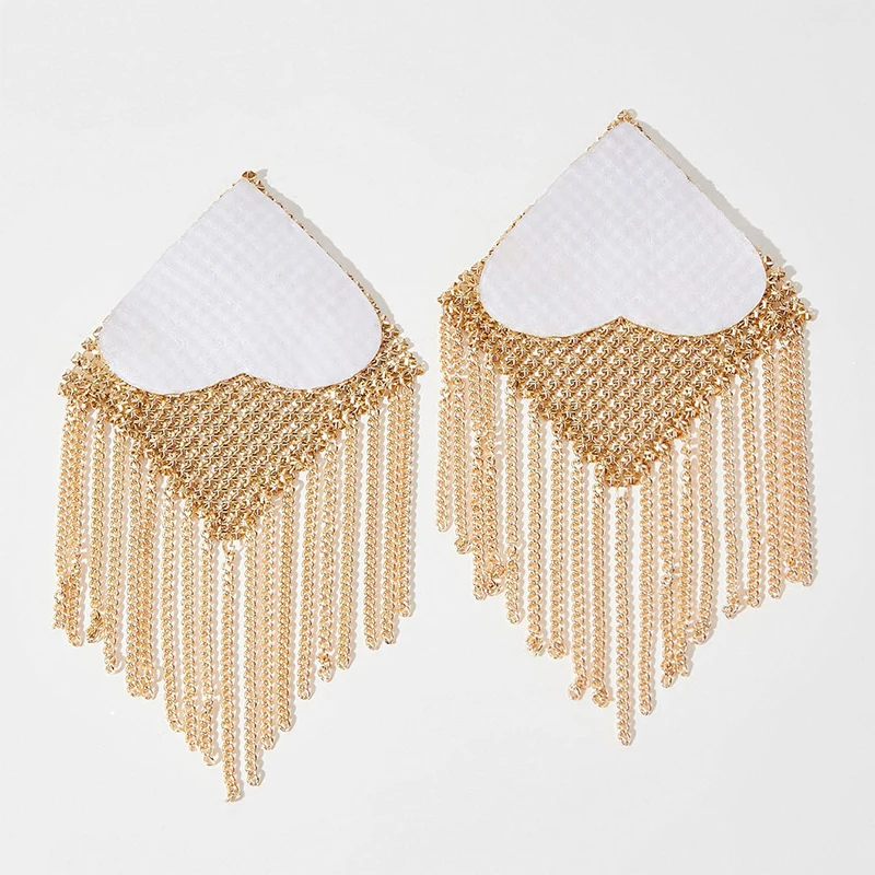 แผ่นปิดจุกนมแบบมีสายโซ่ประดับเพชรเทียม 1 คู่ สำหรับผู้หญิง แผ่นปิดจุกนมแบบติดเอง เครื่องประดับร่างกาย