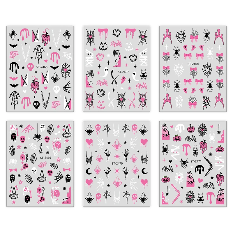 3D ハロウィンネイルステッカーリトルスパイダーカボチャゴーストおかしいグリッターネイルステッカーフェスティバルネイル装飾マニキュアスライダー