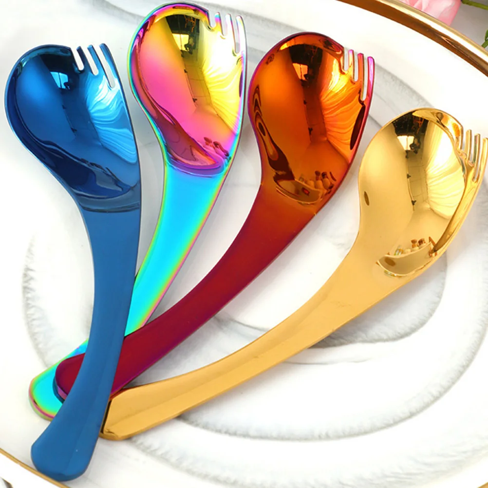 

Stainless Steel Fruit Spoon Corrosion Resistant Easy Clean Salad Fork Spoon Polished Edge Sleek Design Mirror Finish Kitchen