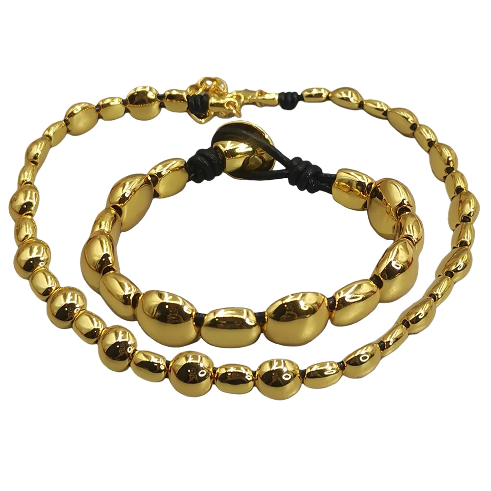 2025 Autumn Unique Gold and Silver Irregular Beaded Bracelet Necklace Neutral Jewelry Accessories Valentine's Day Gift