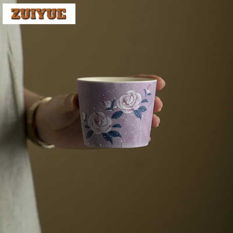 180 مللي رسمت باليد مونيه روز فنجان زن وعاء شاي أكواب واحدة تذوق الشاي كوب شخصي Jianzhan ماستر أكواب حفل الشاي الحرفية #5