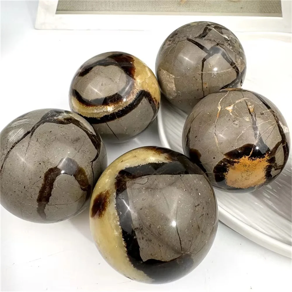 1pc Natural Septarium Ocean Tortoise Shell Stone Real septarian Crystal Ball Healing Sphere For home Decoration