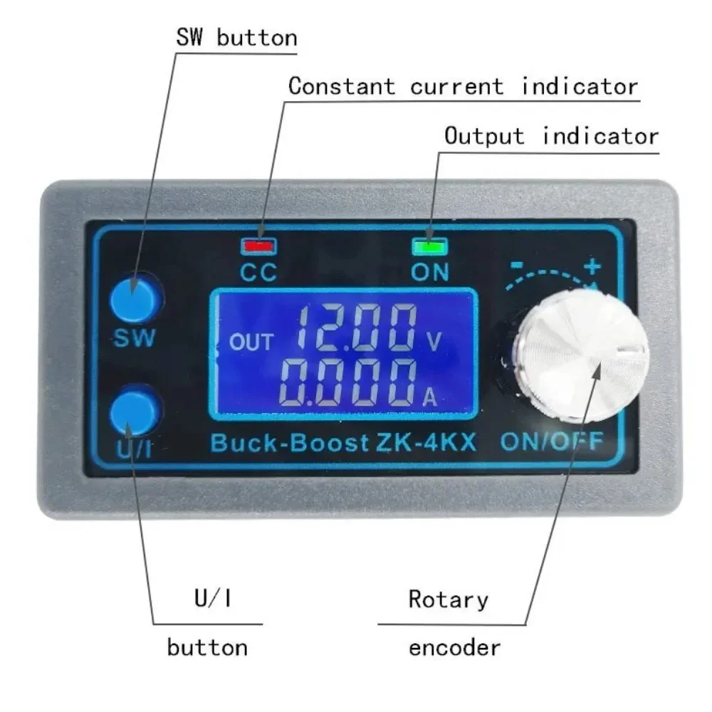 ZK-4KX DC-DC Buck Boost Converter - CC CV 0.5-30V 4A Adjustable Regulated Laboratory Power Supply