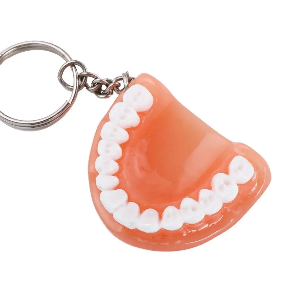 Dental Decoration Dental Accessories Teeth Shape Resin Upper Jaw Denture Key Chain Teeth Keyring Teeth Pendant Tooth Key Chain