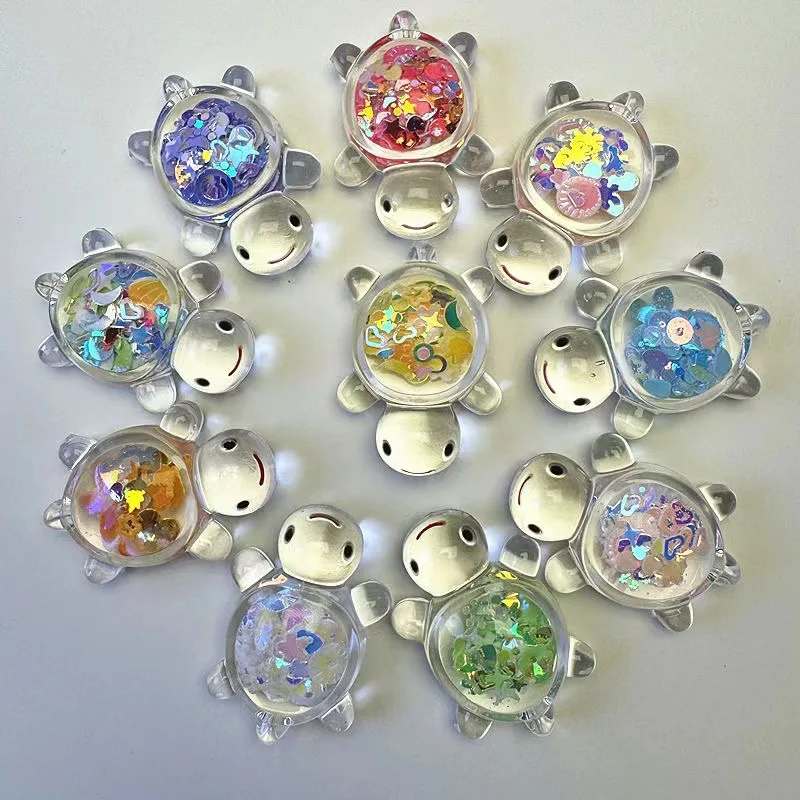10-50 Uds. 2025 recuerdos de fiesta Mini tortuga transparente luminosa accesorios de pegamento en crema bonitos juguetes de decoración de escritorio para fiesta de estudiantes