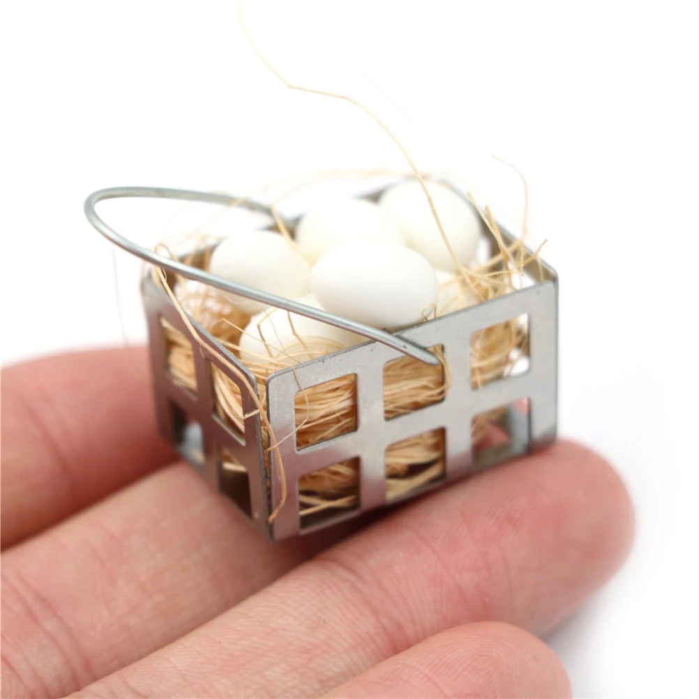 赤ちゃんのためのドールハウスエッグバスケット、キッチンフードミニチュア、白い卵、家具の装飾、DIYおもちゃ、新しい到着、1:6、1:12、1セット