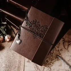 Photo Album Vintage Leather Scrapbook Wedding Photo Albums Memories Book Binder Writable Black 60 Interior Pages With Sticker