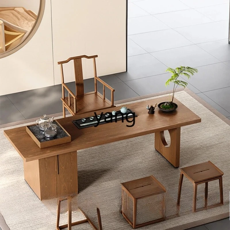 LMM1 new Chinese solid wood Kung Fu tea table and chair office automatic light luxury modern high sense