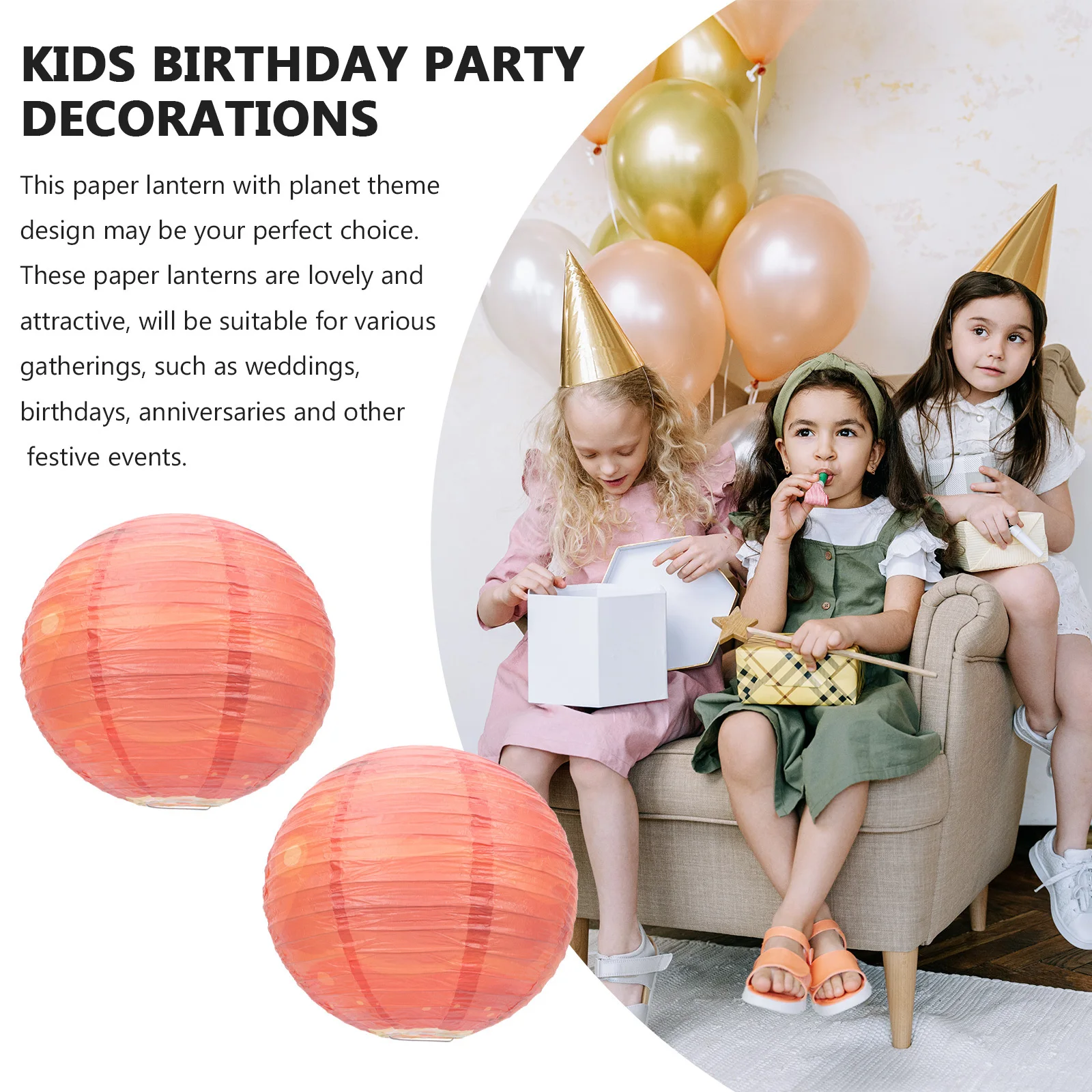 

2Pcs Paper Lanterns Folding Planet Shape Durable Decorative Lanterns for Party Kindergarten Home Decoration Paper Lantern