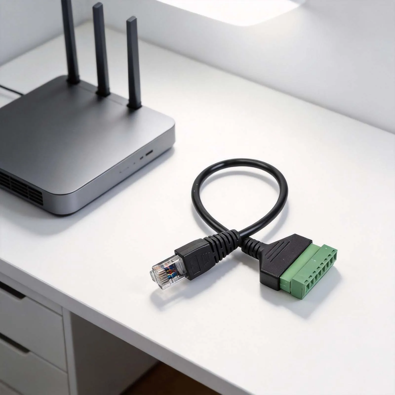 For RJ45 male to 8pin screw terminal network cable connector with PVC molded body and copper wire for steady network performance