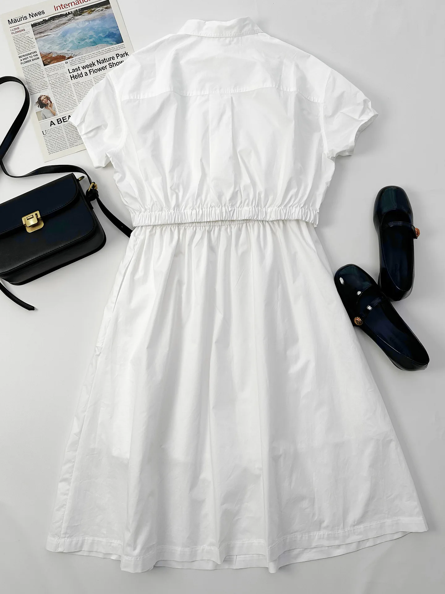 2-Piece Set for Women, White Shirt Skirt, Casual Dress, Smart and Elegant, European and American Fashion, 2024