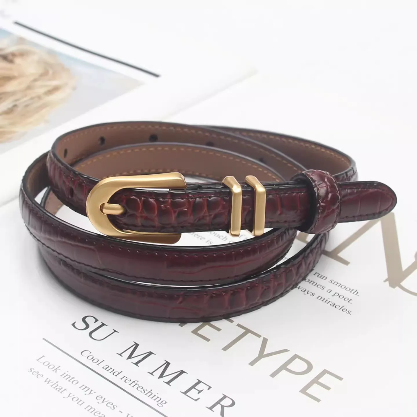 Women's Fashion Genuine Leather Corset Female Cummerbund Coat Waistband Dress Decration Narrow Belt J1632