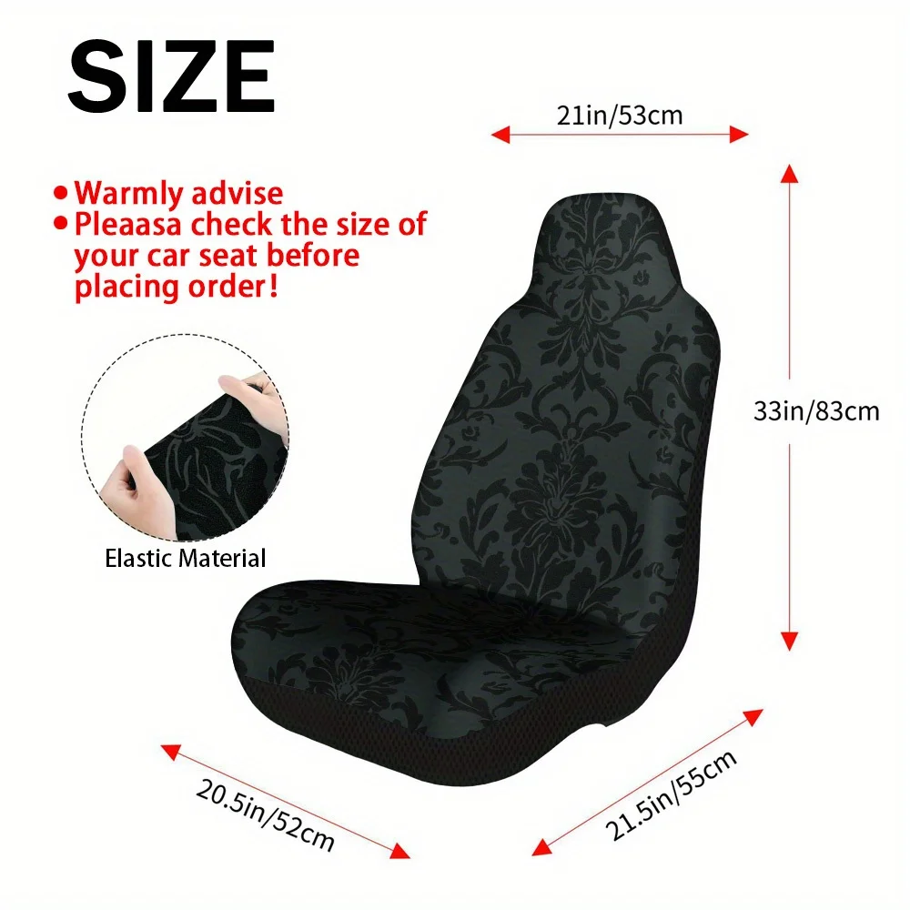 2pcs Elegant Floral Symmetry Universal Car Seat Cover Set For Most Cars – Trendy, Durable, High-Quality Seat Protectors, Univers