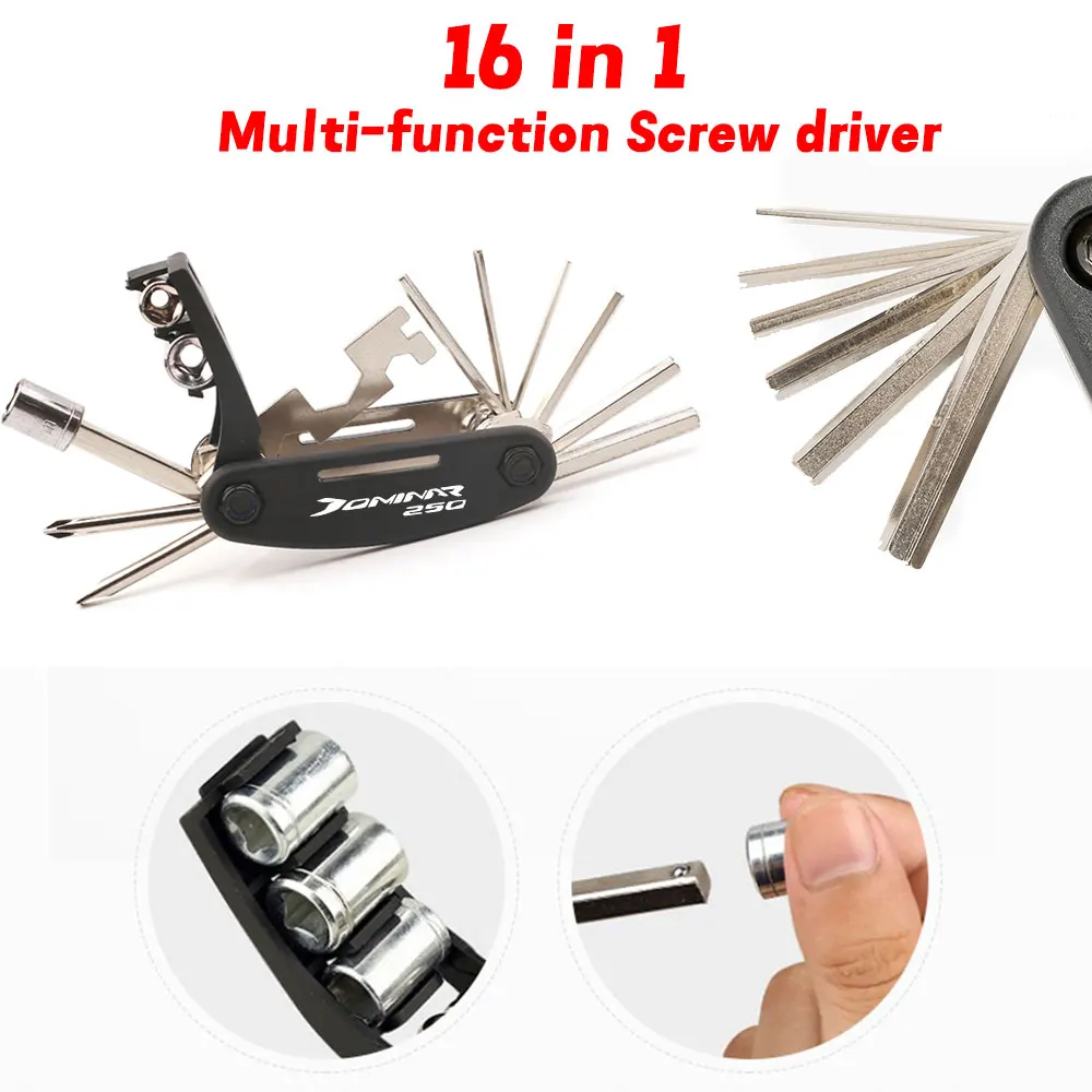 شعار لباجاج دونمينار 250 400 ملحقات الدراجات النارية مجموعة أدوات إصلاح مفك مجموعة 16 في 1 أداة متعددة الوظائف