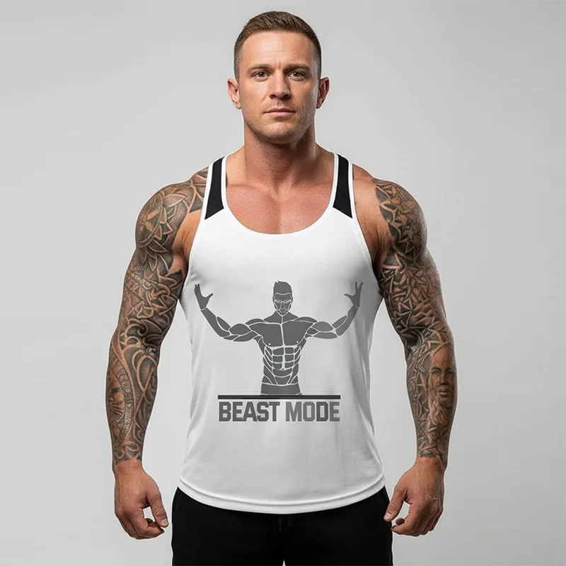

Men's Fitness Running Vest Gym Tank Top Sport Sleeveless Shirt Basketball Jersey Bodybuilding Workout Training Stringer Singlets