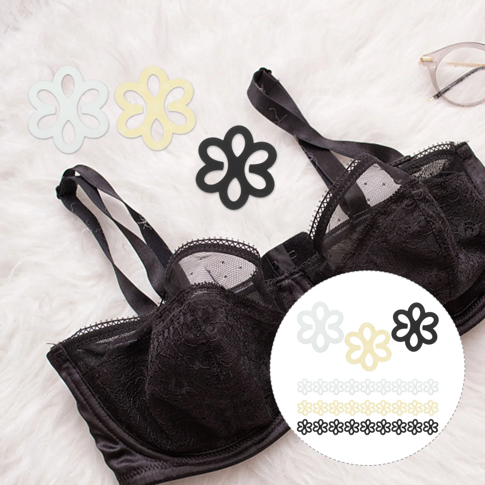 

30pcs Bra Clips Flower Shaped Nonslip Women Accessories Shoulder Straps Bra Strap Clips For Back Hidden Underwear Hook Clasps