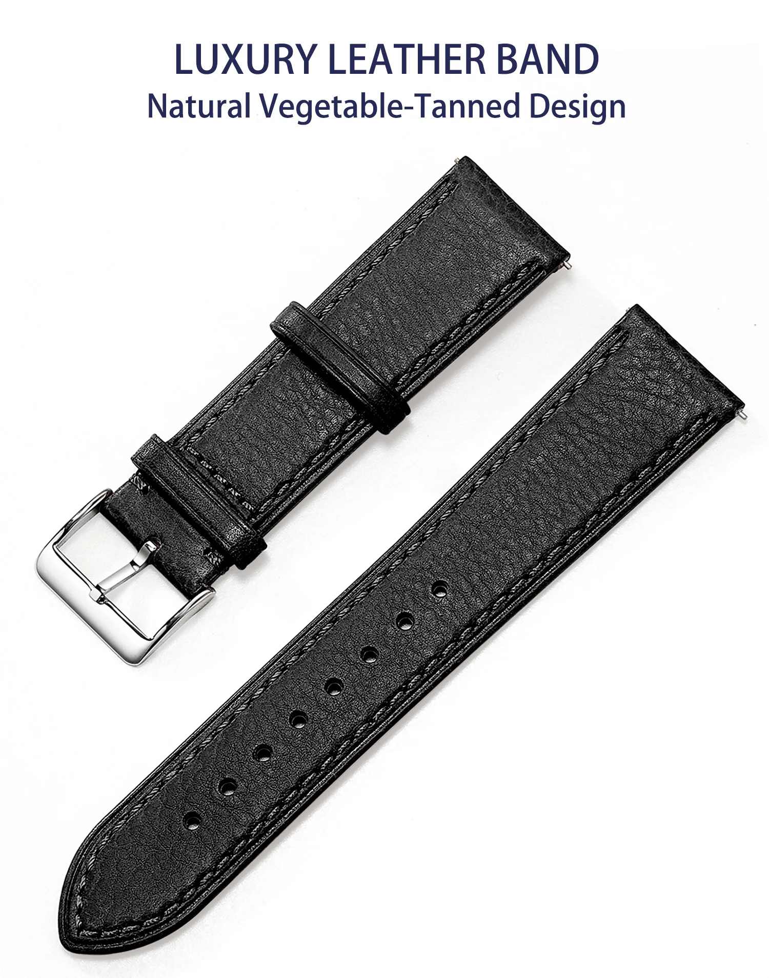 Premium Echtleder-Uhrenarmband Natürlich Pflanzlich Gegerbtes Nappaleder 12/14/16/18/19/20/21/22/24mm Schnellwechsel-Uhrenband – Detail 10
