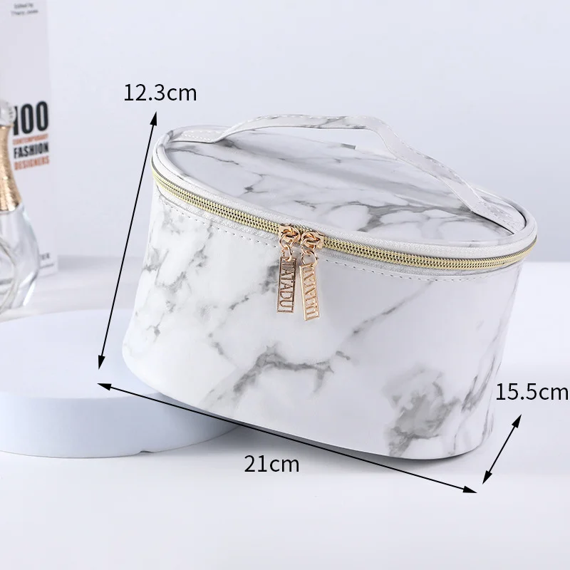 Fashion Marble Pattern Makeup Bag Travel Large Capacity Makeup Storage Bag Moisture resistant and Pressure resistant Zipper Bag