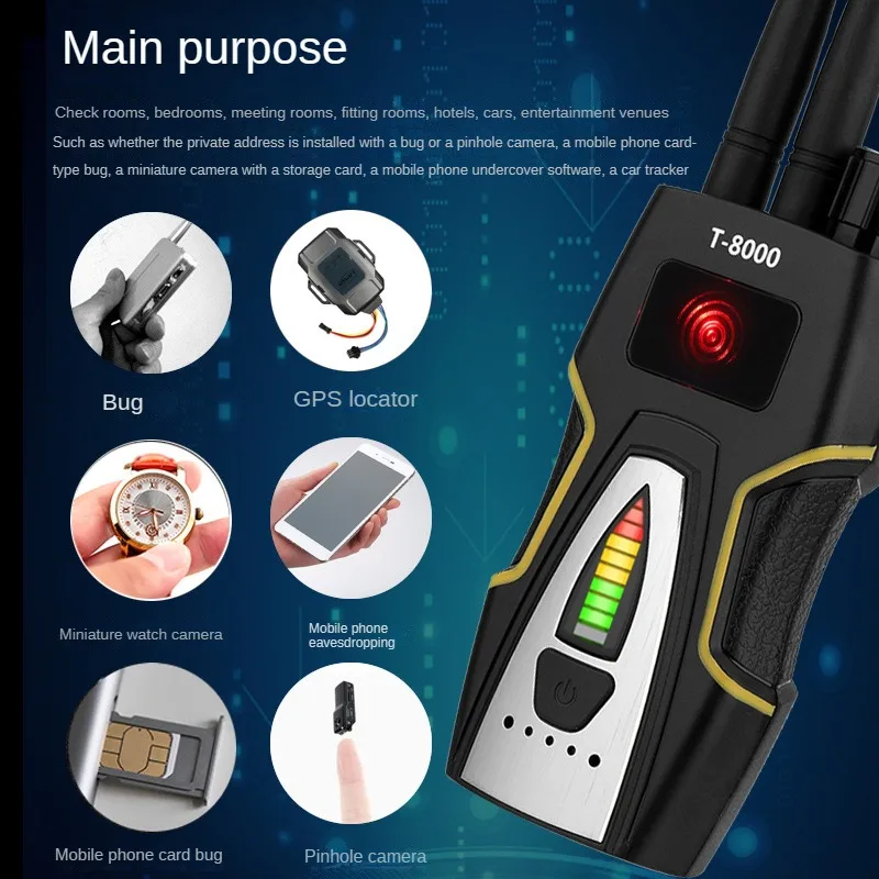 Multifunctional Anti-Wiretapping Detector for GPS, Wireless Signal and Camera Detection