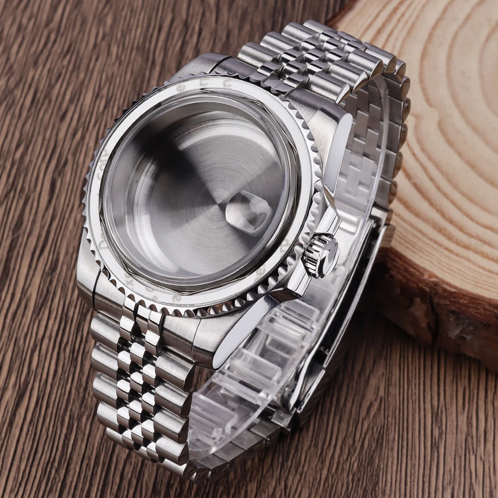 

Fit 38*30.6mm bezel Case 40mm NH35 Watch Case Silver Sapphire Crystal for SUB Yacht GMT Watch NH34 NH35 NH36 8215 2824 PT5000