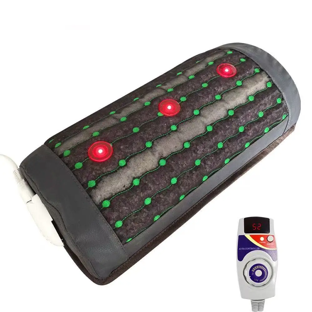 Heating Massage Sleep Pillow, Natural Amethyst and White Crystal, Small Neck Pillow for Neck Pain Relief, Stiffness Alleviation