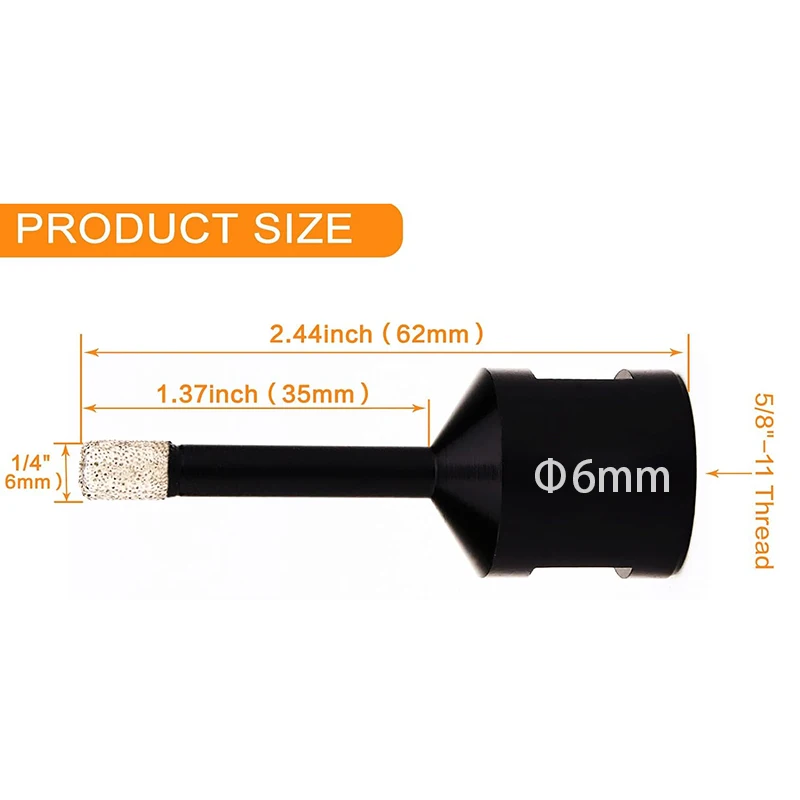 10/5/1PCS Vacuum Thread Brazing Hole Drill bits M14 Ceramic Tile Granite Marble Angle Grinder Drill Bit Set Drillling Tools Set