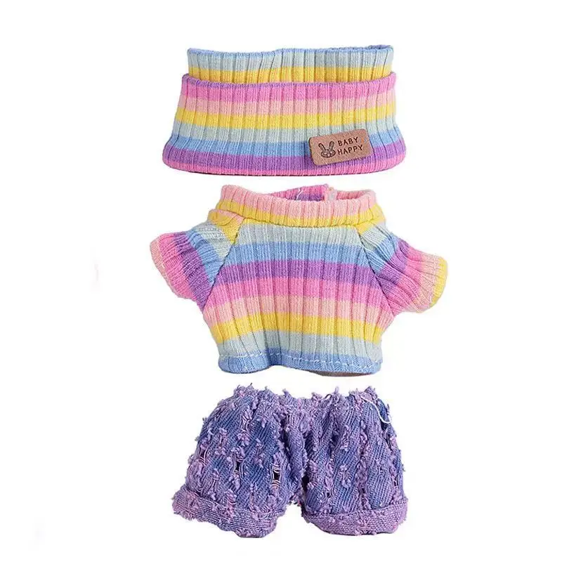 

Для 15/17 см Labubu, мини-полосатая одежда, джинсы, шапки, обувь, сумка, крутой красивый комплект Labubu V1 V2, одежда, аксессуары, подарок