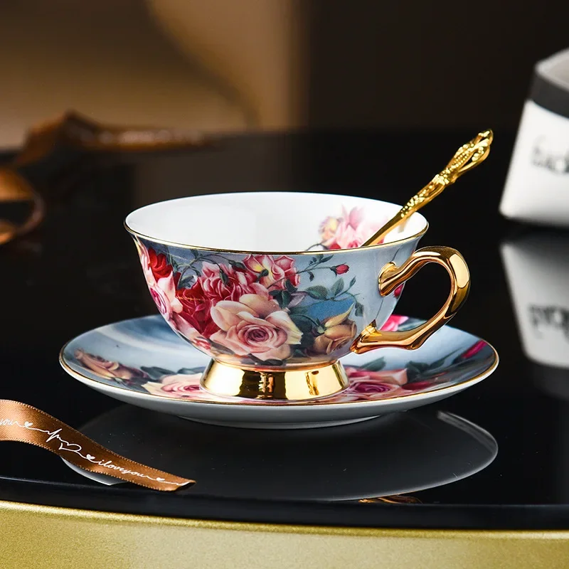 

Top-grade Bone Porcelain Coffee Cup and Dish Set Light Luxury Exquisite Gift Box British Set Afternoon Tea Ceramics Tea Cup Set