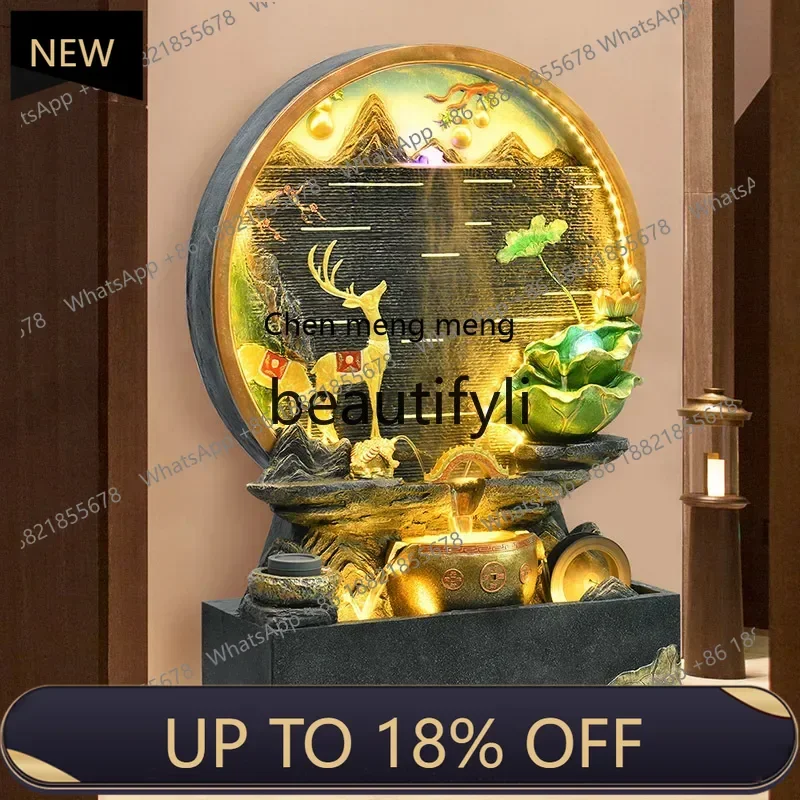 

P178 Water curtain wall, flowing water fountain, rockery, lucky courtyard, balcony entrance floor decoration ornament