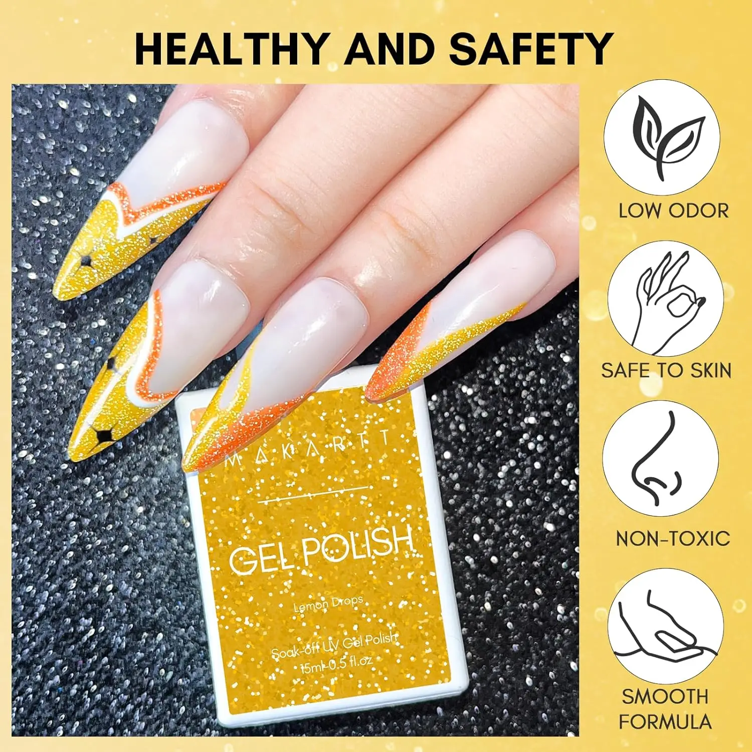 Makartt Glitzer-Gel-Nagellack, Flash-Diamant, reflektierend, 15 ml, glitzernder, glänzender Nagellack, Gel, Soak Off UV-LED-Nagellampe, Maniküre