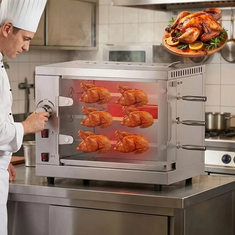 Commercial gas desktop chicken grill Stainless steel grill machine Automatic chicken grill machine (for restaurants)