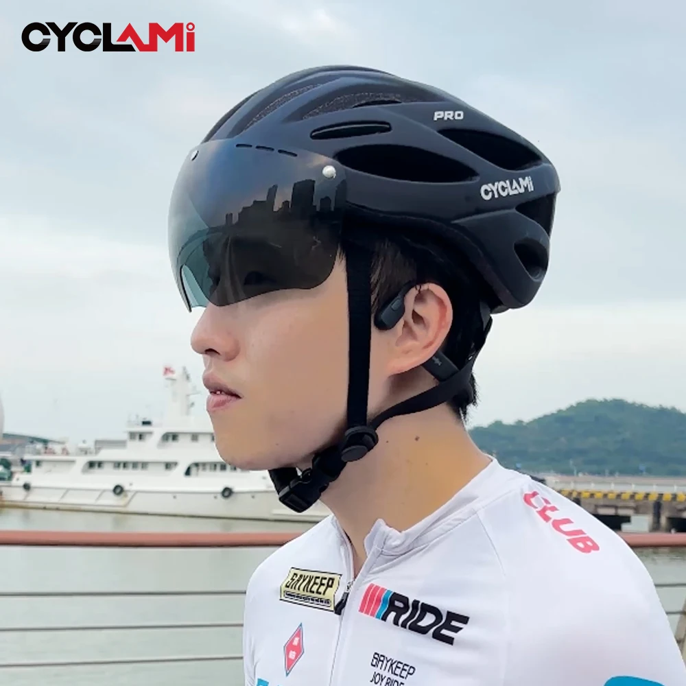 

CYCLAMI Bike Helmet Ultralight Racing Hat Breathable Comfortable Cycling Safety Helmet Road MTB with Protection Sunglasses