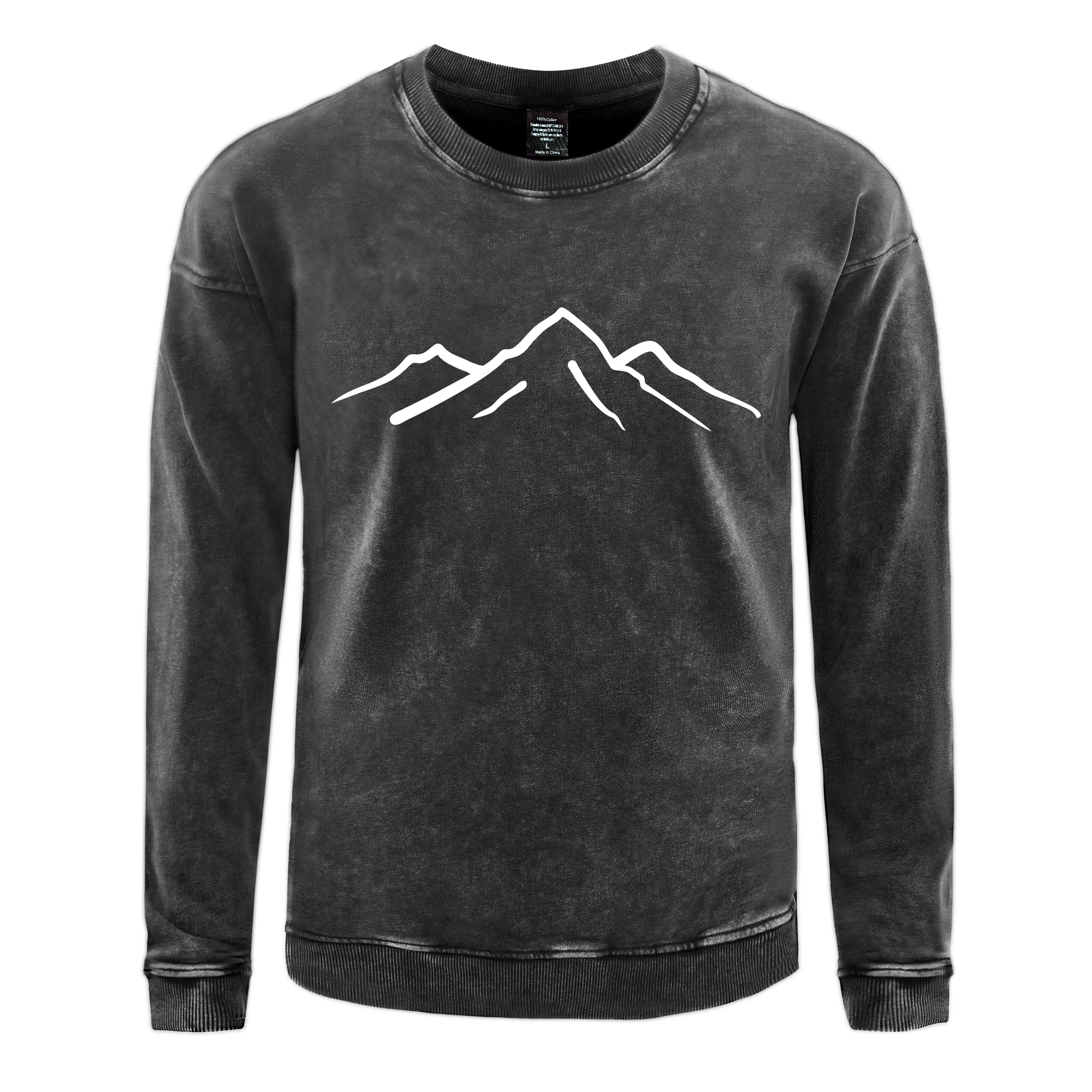 

Oversize Men's Washed Sweatshirt The Lines Of The Mountain Printing Hoodies Autumn Cotton Warm Pullover Casual Couple Clothes