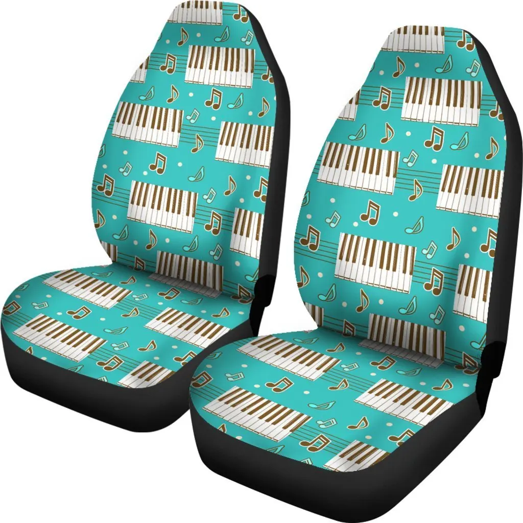 Piano Pattern Print Seat Cover Car Seat Covers Set 2 Pc, Car Accessories Car Mats