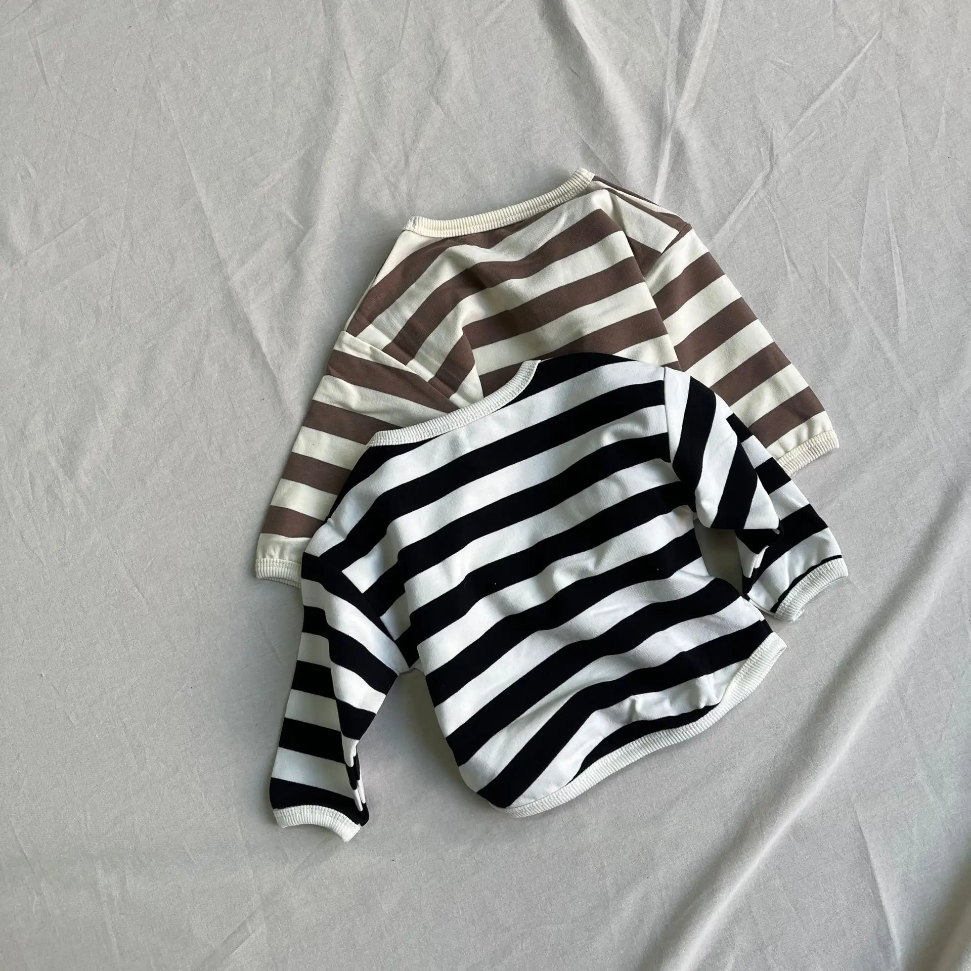 2025 Spring Baby Striped Long Sleeve T-Shirts Toddler Girls Loose Bottoming Shirt Infant Casual Tops Kids Boys Cotton Tshirt