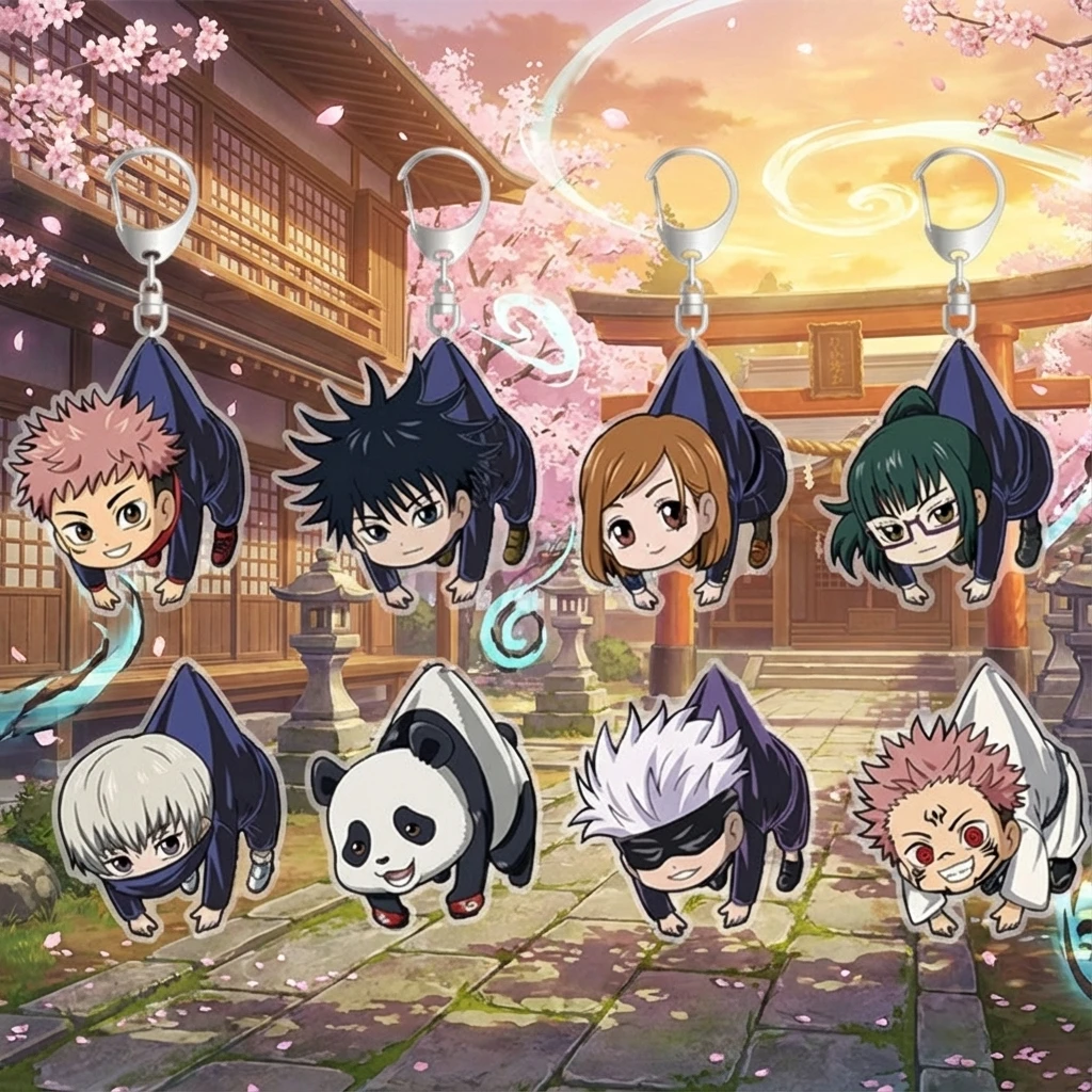 Anime Jujutsu Kaisen mercancía llavero acrílico mochila encanto colgante transparente Anime Fan accesorios de arte lindo personaje