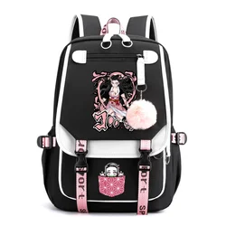 Kamado Nezuko Pattern Harajuku Backpack Anime Kamado Nezuko USB Backpack New Cute Anime Backpack USB Large Capacity Backpack