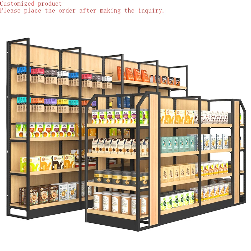 

Custom.Supermarket Shelf Wooden Store Display Rack MDF Display Shelves for Retail Stores