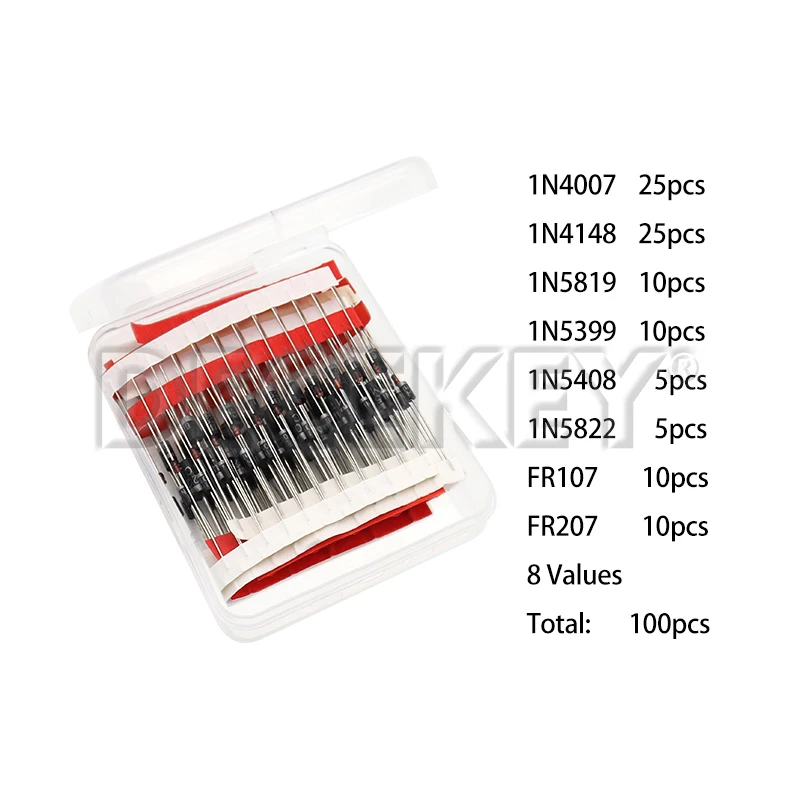 Dioden-Schottky-Dioden-Kit, 100/200 Stück, Gleichrichter 1N4007 1N4148 1N5408 1N5819 1N5822 1N4001 1N4004 1N5404 FR107 FR207, schnelles Schalten