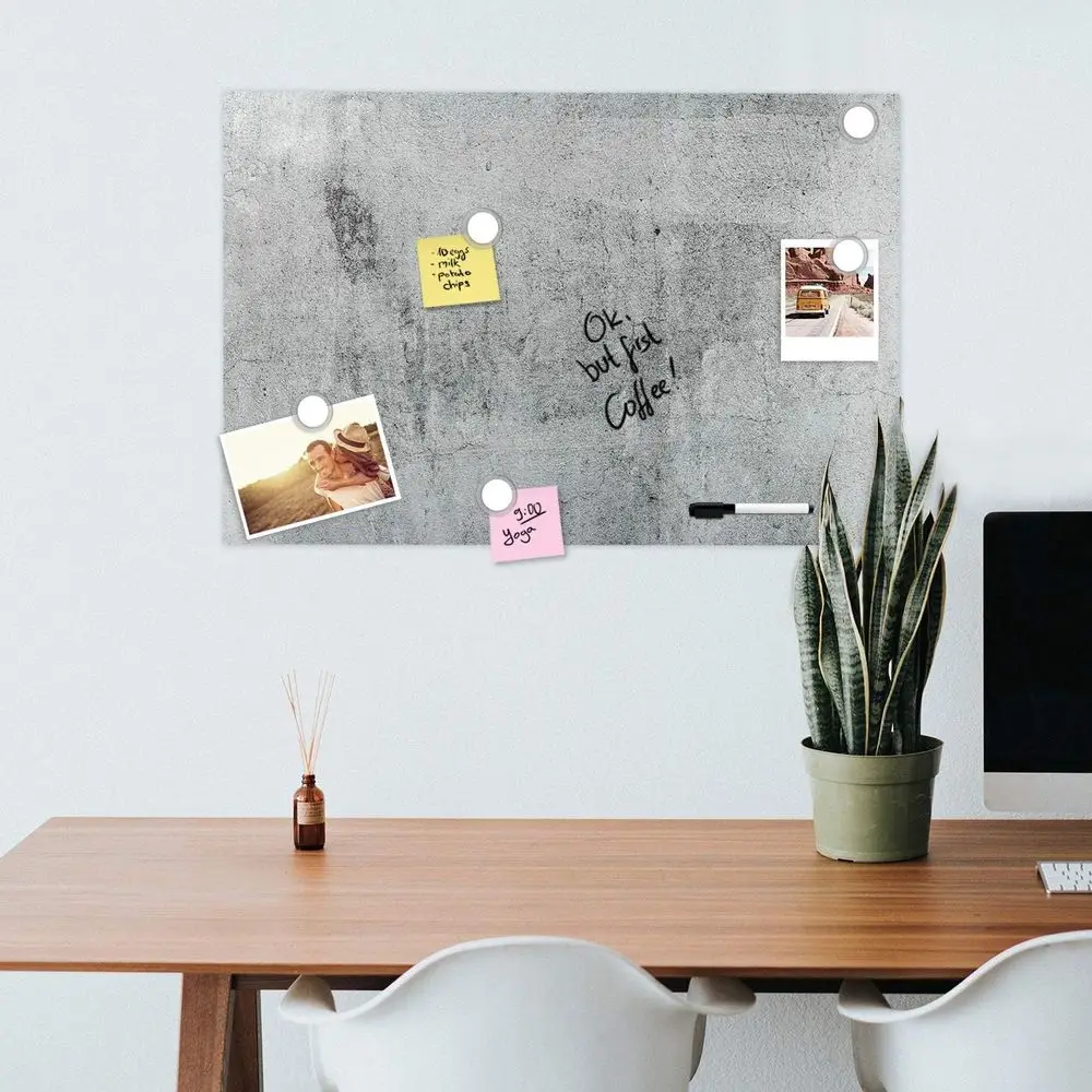 24x36 Decorative Magnetic Whiteboard with Concrete Design, 5 Magnets & Marker Included