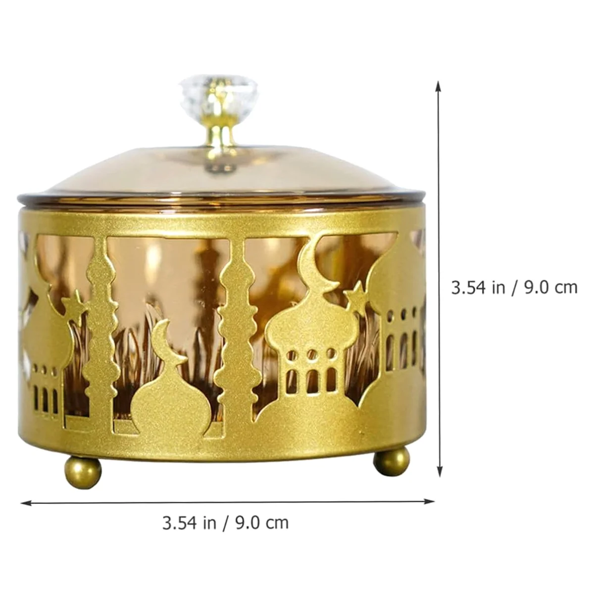 ABNP Ramadan Trays with Lid - Metal Gold Eid Mubarak Tray Ramadan Plate Candy Dish Food Storage Container Cookie Trinket Box