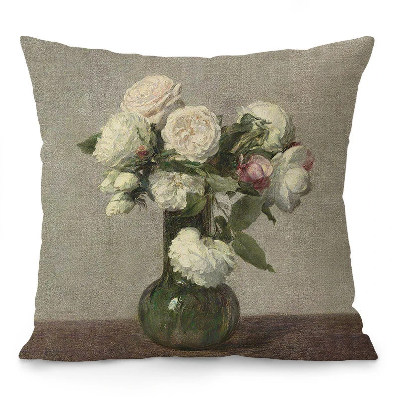Floral & Scenery Pillows Artistic Home Decor Square polyester pillowcase, modern sofa decorative cushion cover