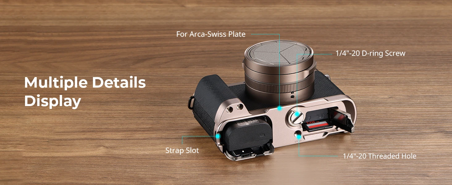 SmallRig L-förmiger Haltegriff für Panasonic LUMIX L10, Titan-Griff mit integriertem Silikon und Arca-Swiss Schnellwechselplatte – Detail 4