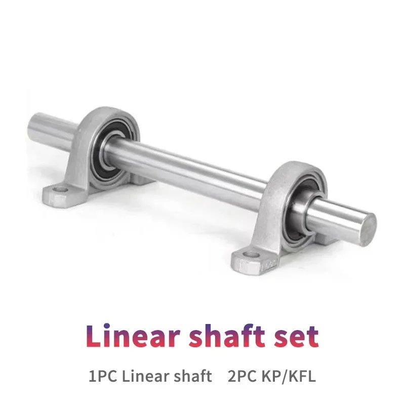 Optical Axis Linear Rail Shaft OD8/10/12/15/16/17/20mm +2PC Zinc Alloy Bore Ball Bearing Pillow Block Mounted Support KP08/KFL08